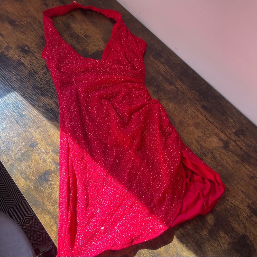 vintage| sparkly red mini dress